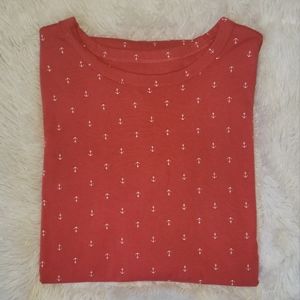 Harbor Bay Red/White Anchors Short Sleeve Tee - 3XLT